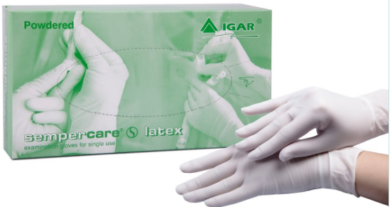 Рукавички медичні латексні оглядові нестерильні припудрені 8- 9